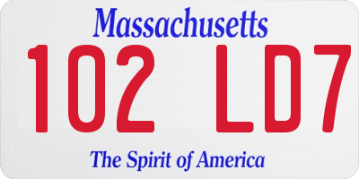 MA license plate 102LD7