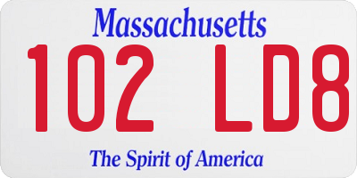 MA license plate 102LD8