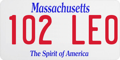 MA license plate 102LE0