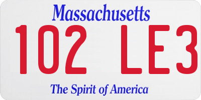 MA license plate 102LE3