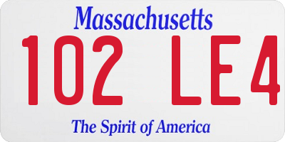 MA license plate 102LE4