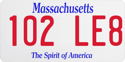 MA license plate 102LE8