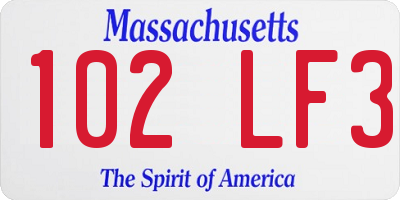 MA license plate 102LF3