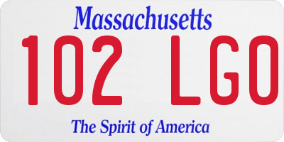 MA license plate 102LG0