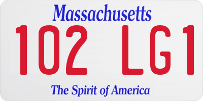 MA license plate 102LG1