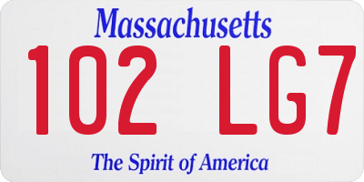 MA license plate 102LG7