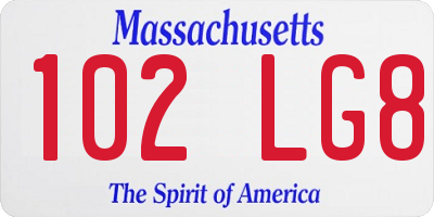 MA license plate 102LG8