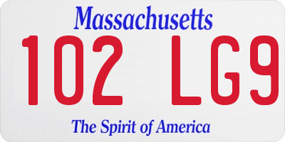 MA license plate 102LG9