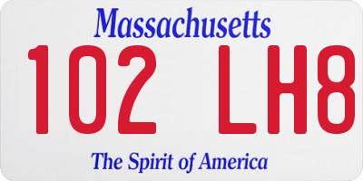 MA license plate 102LH8