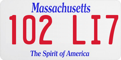 MA license plate 102LI7