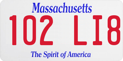 MA license plate 102LI8