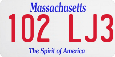 MA license plate 102LJ3