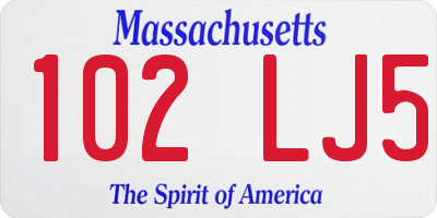 MA license plate 102LJ5