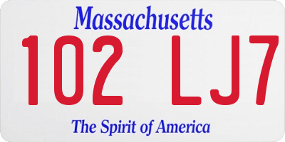 MA license plate 102LJ7