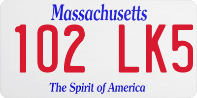 MA license plate 102LK5