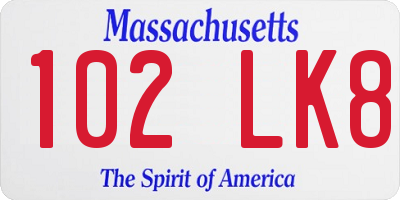 MA license plate 102LK8