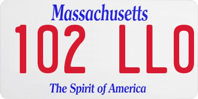 MA license plate 102LL0