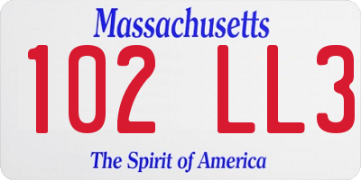 MA license plate 102LL3