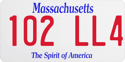 MA license plate 102LL4