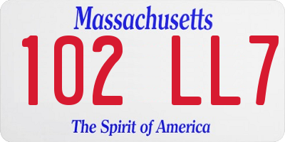 MA license plate 102LL7