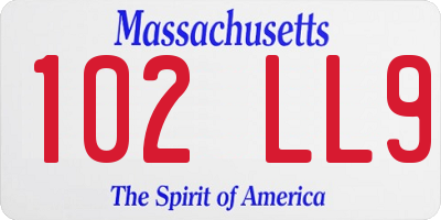 MA license plate 102LL9