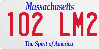 MA license plate 102LM2