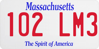 MA license plate 102LM3