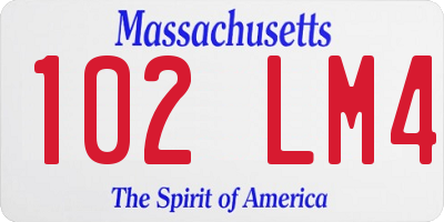 MA license plate 102LM4