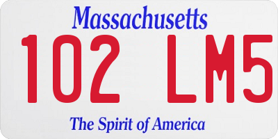 MA license plate 102LM5