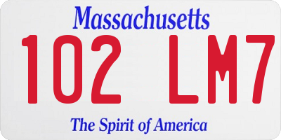 MA license plate 102LM7