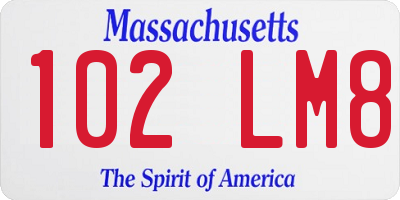 MA license plate 102LM8