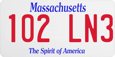 MA license plate 102LN3