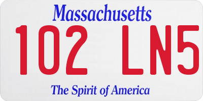 MA license plate 102LN5