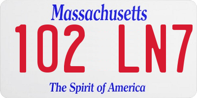 MA license plate 102LN7