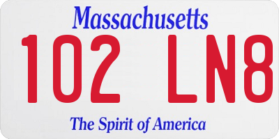 MA license plate 102LN8