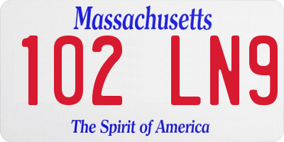 MA license plate 102LN9