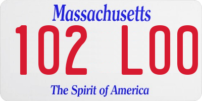 MA license plate 102LO0