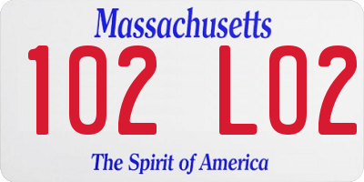 MA license plate 102LO2