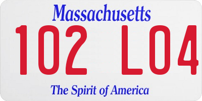 MA license plate 102LO4