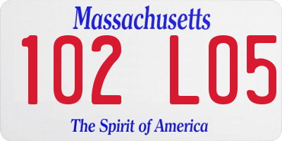 MA license plate 102LO5