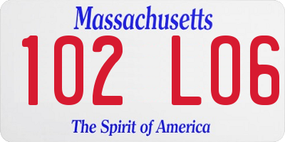 MA license plate 102LO6