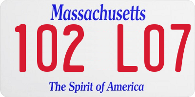 MA license plate 102LO7