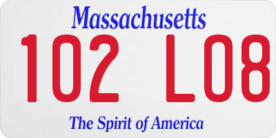 MA license plate 102LO8