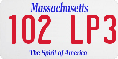 MA license plate 102LP3