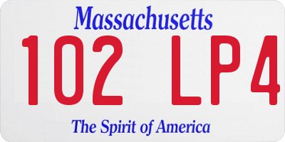 MA license plate 102LP4