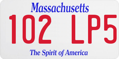 MA license plate 102LP5