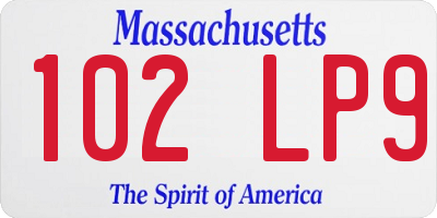 MA license plate 102LP9