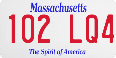 MA license plate 102LQ4