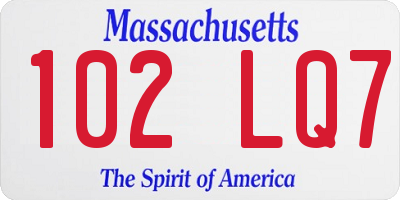 MA license plate 102LQ7