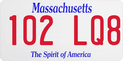 MA license plate 102LQ8